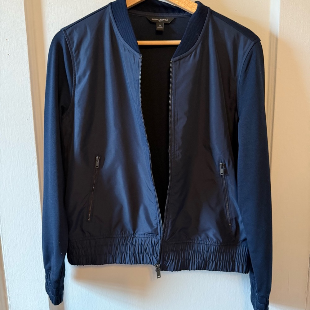 Banana Republic Navy Bomber Knit Jacket | Size S